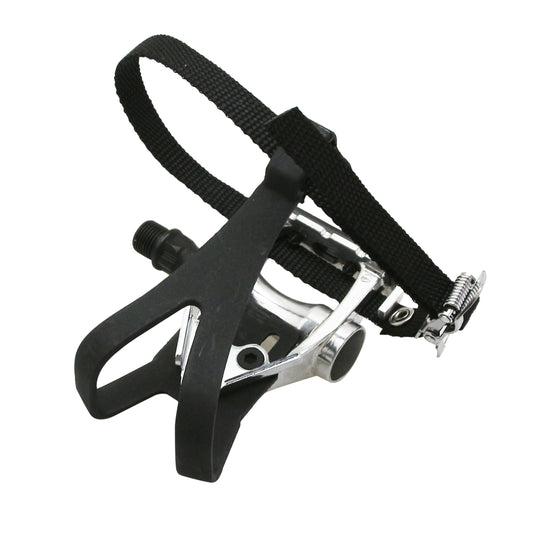 Velgo silver 9/16 aluminum road track pedal + toe clip