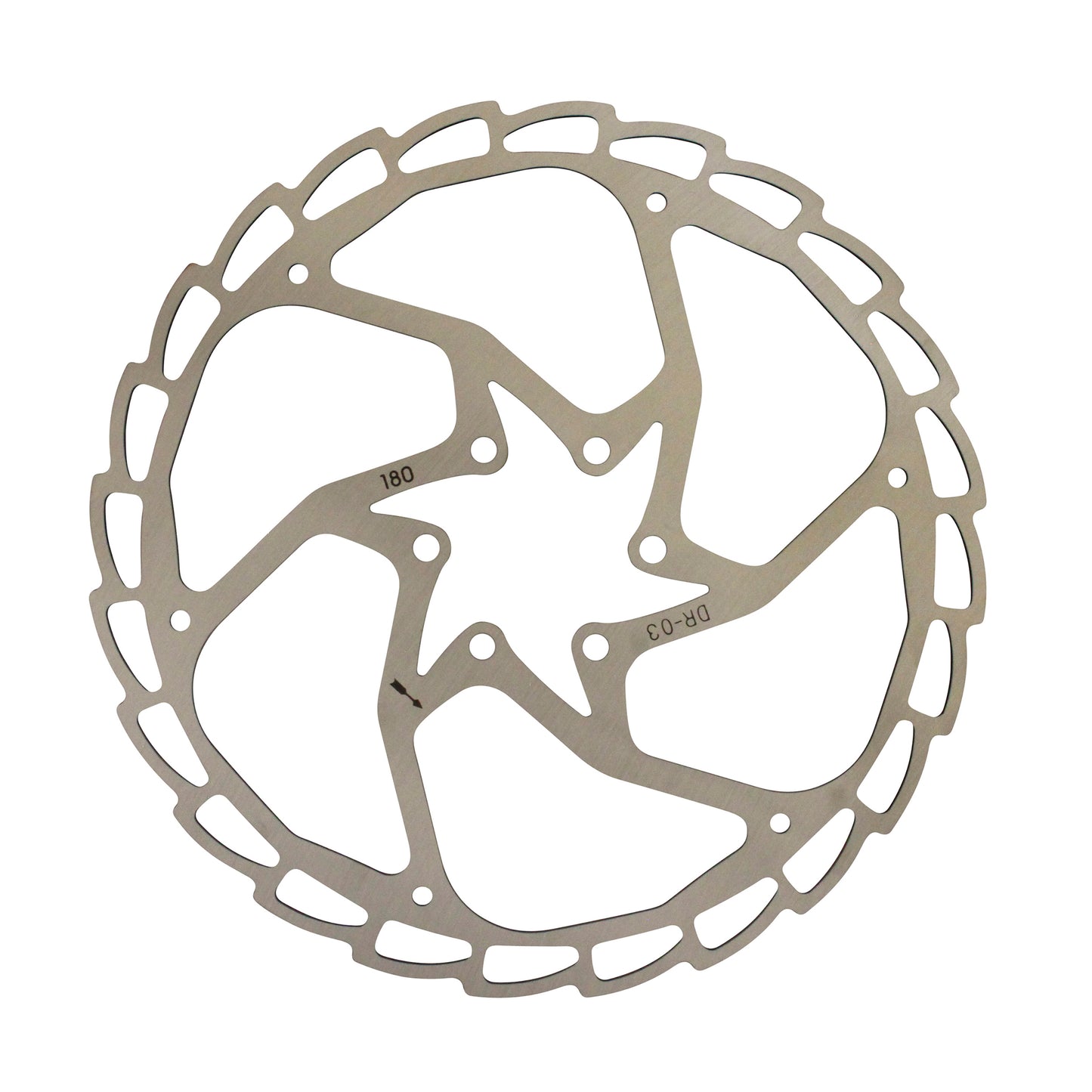 Newton Brakco 6-hole mountain bike brake rotor, Shimano and other compatible, 180mm silver + 6 screws