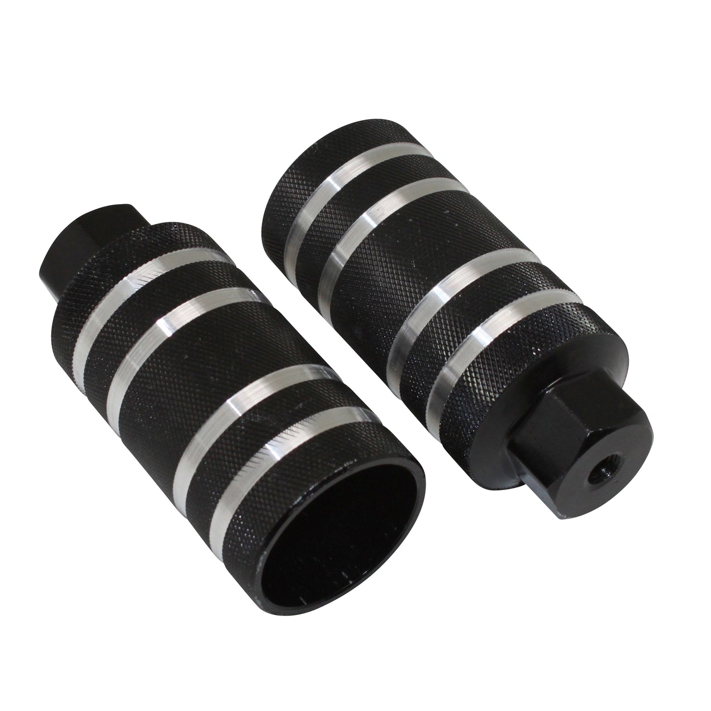 Repose-pied BMX alu noir rainuré argent 9 mm