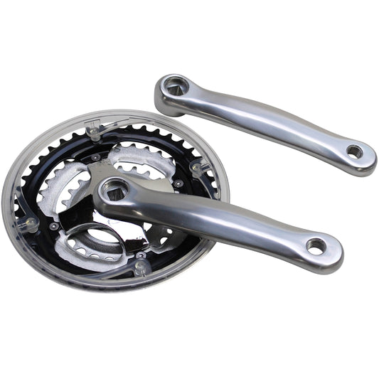 PCP aluminum silver MTB crankset 170 42x34x24 with chainguard