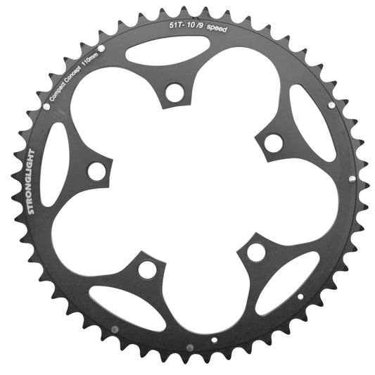 Plateau route Stronglight Dural D110 51D ext Shimano noir 8-9V
