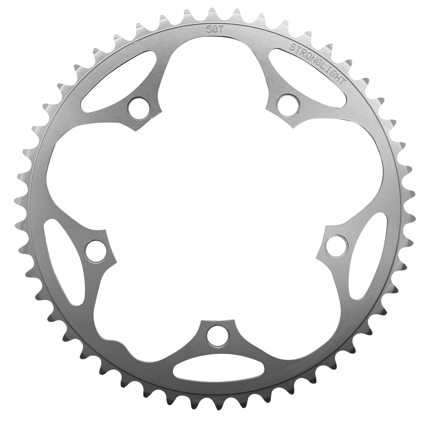 Plateau route Stronglight Dural 5 bras D130 50D ext Shimano argent 8-9V