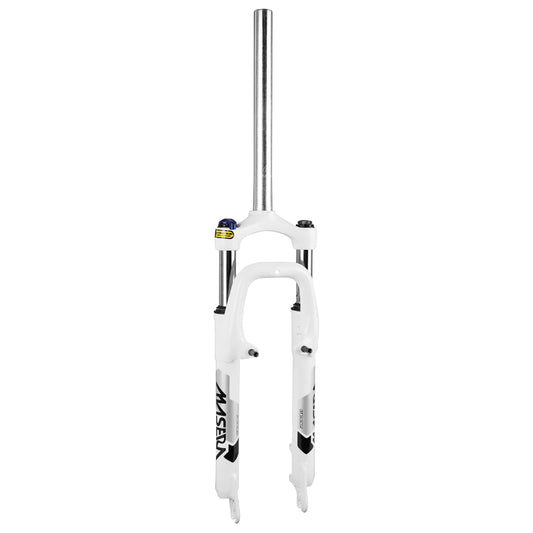 Fourche VTT 26 " Zoom 386mlo à ressort blanc réglable-blocâble deb. 60mm pivot lisse 285mm 1''1-8-28,6
