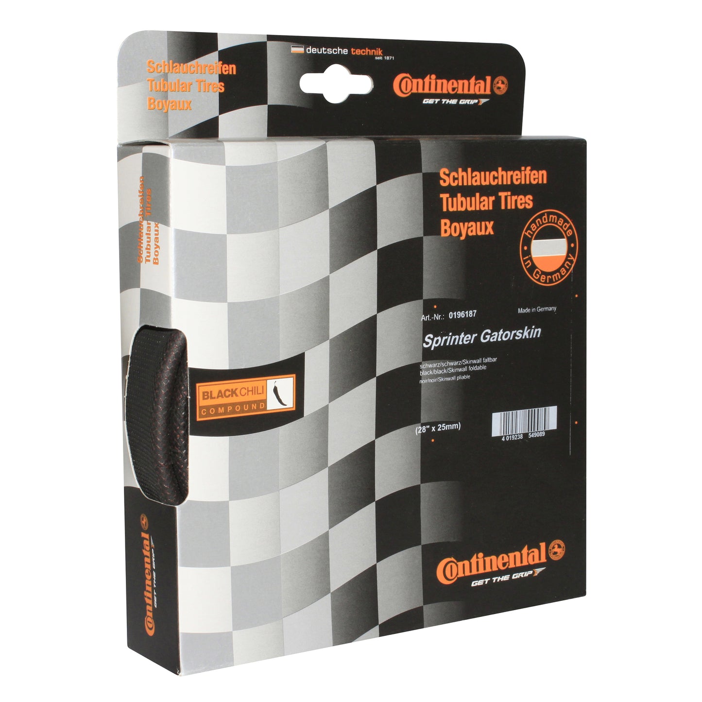 700 x 25 Continental Sprinter Gatorskin reinforced tubular tire black 295g
