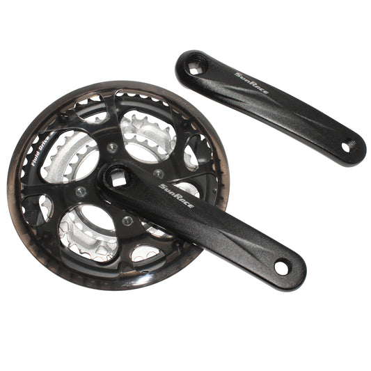 Sunrace M3 alloy black MTB crankset 170 48x38x28 122 bottom bracket
