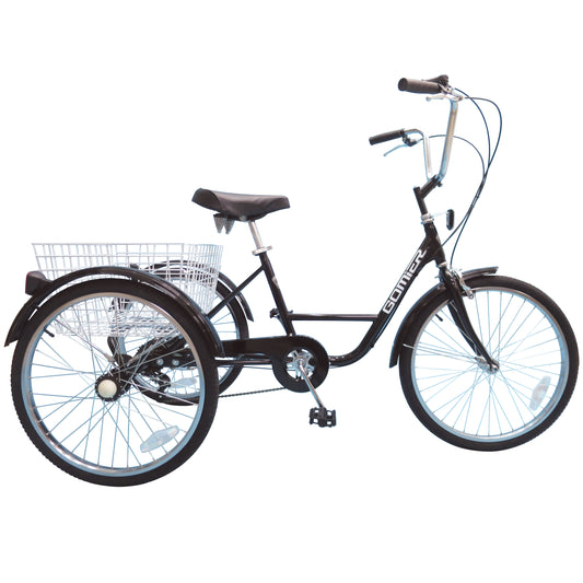 Adult Tricycle 24" Black 5-Speed with Basket PCP