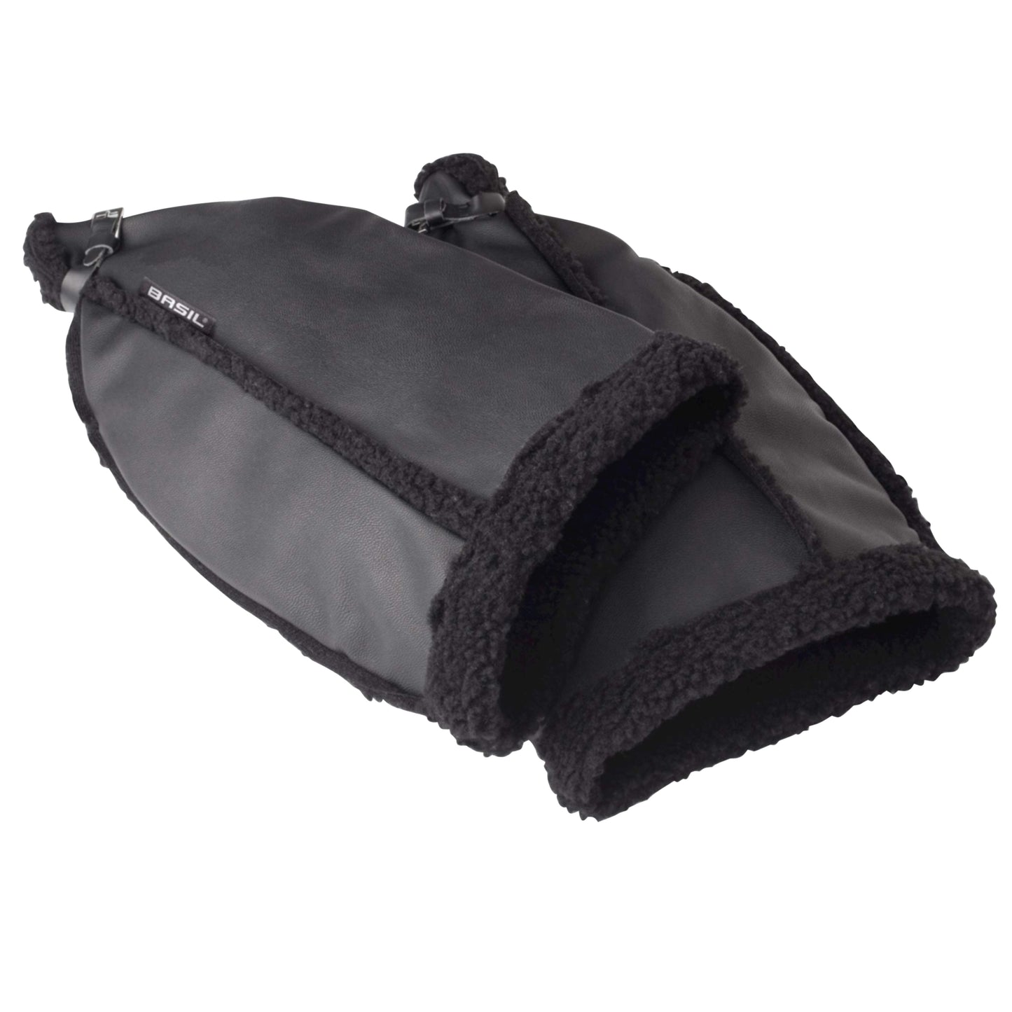 Manchons protège-mains vélo Basil Warmers simili cuir noir