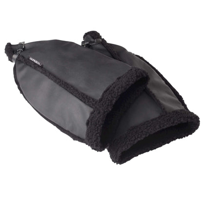 Manchons protège-mains vélo Basil Warmers simili cuir noir