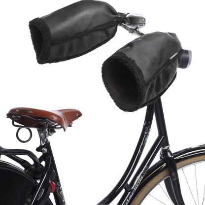 Manchons protège-mains vélo Basil Warmers simili cuir noir