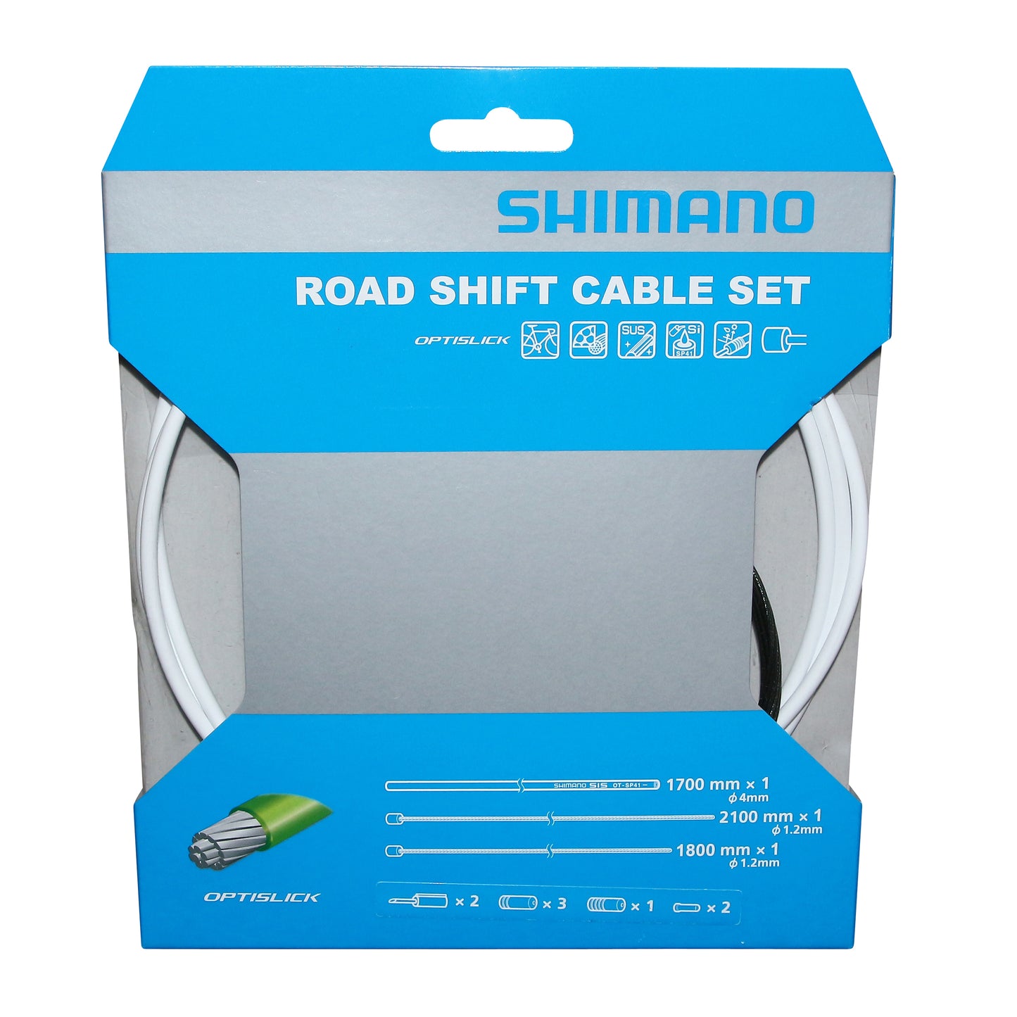 Shimano white derailleur cable-Optislick cable (2-cable, 2-housing transmission kit)
