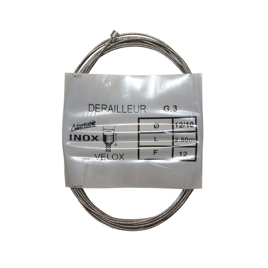Câble de dérailleur Velox inox pour Shimano 2,50m (boite de 25 câbles) 12-10 12 fils