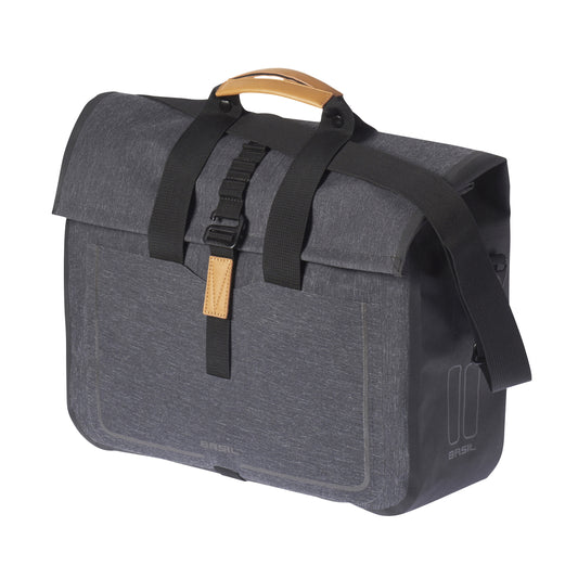 Sacoche arrière vélo latérale Basil urban dry business droit-gauche gris 20l waterproof fixation hook-on 38x15x37cm
