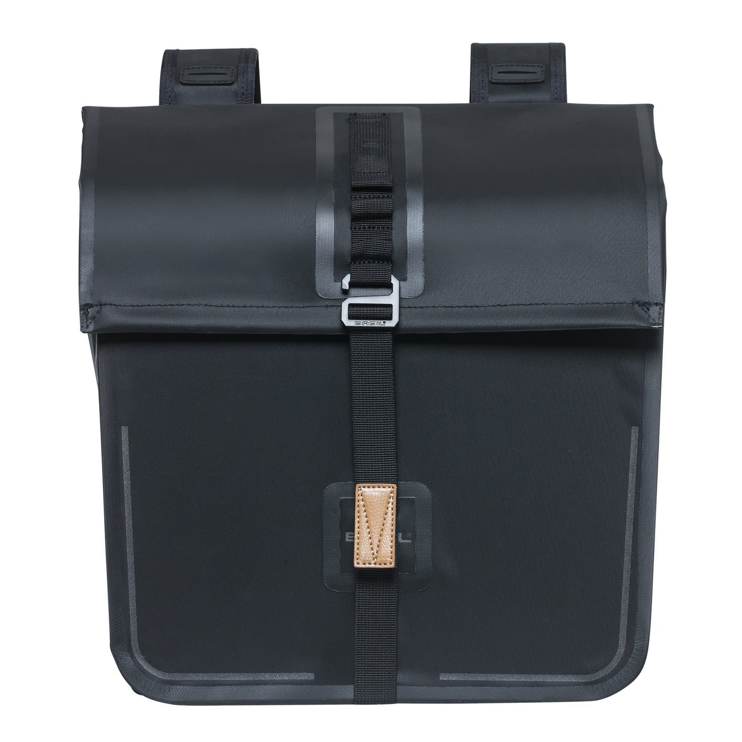 Sacoche arrière vélo double Basil urban dry 50l noir 100% waterproof 36x17x42cm / fixation sur porte bagage