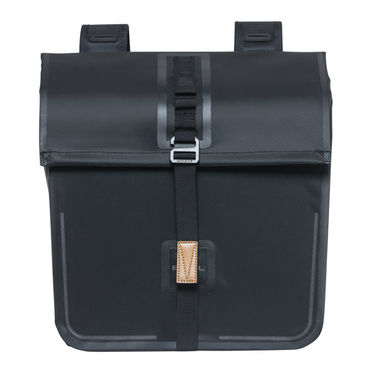 Sacoche arrière vélo double Basil urban dry 50l noir 100% waterproof 36x17x42cm / fixation sur porte bagage