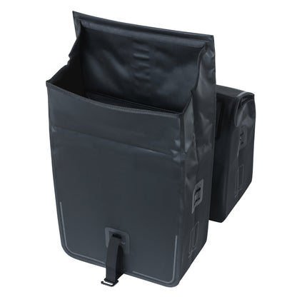 Sacoche arrière vélo double Basil urban dry 50l noir 100% waterproof 36x17x42cm / fixation sur porte bagage
