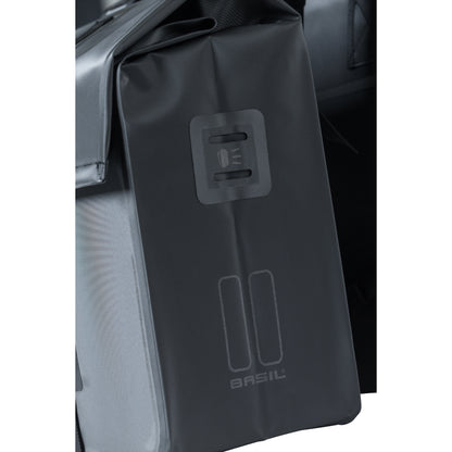 Sacoche arrière vélo double Basil urban dry 50l noir 100% waterproof 36x17x42cm / fixation sur porte bagage