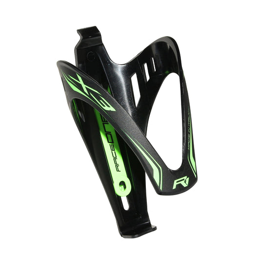 Race One X3 Race bottle cage black with fluorescent green decal