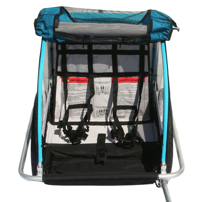 Remorque vélo enfant PCP 2 places bleue 45 kg