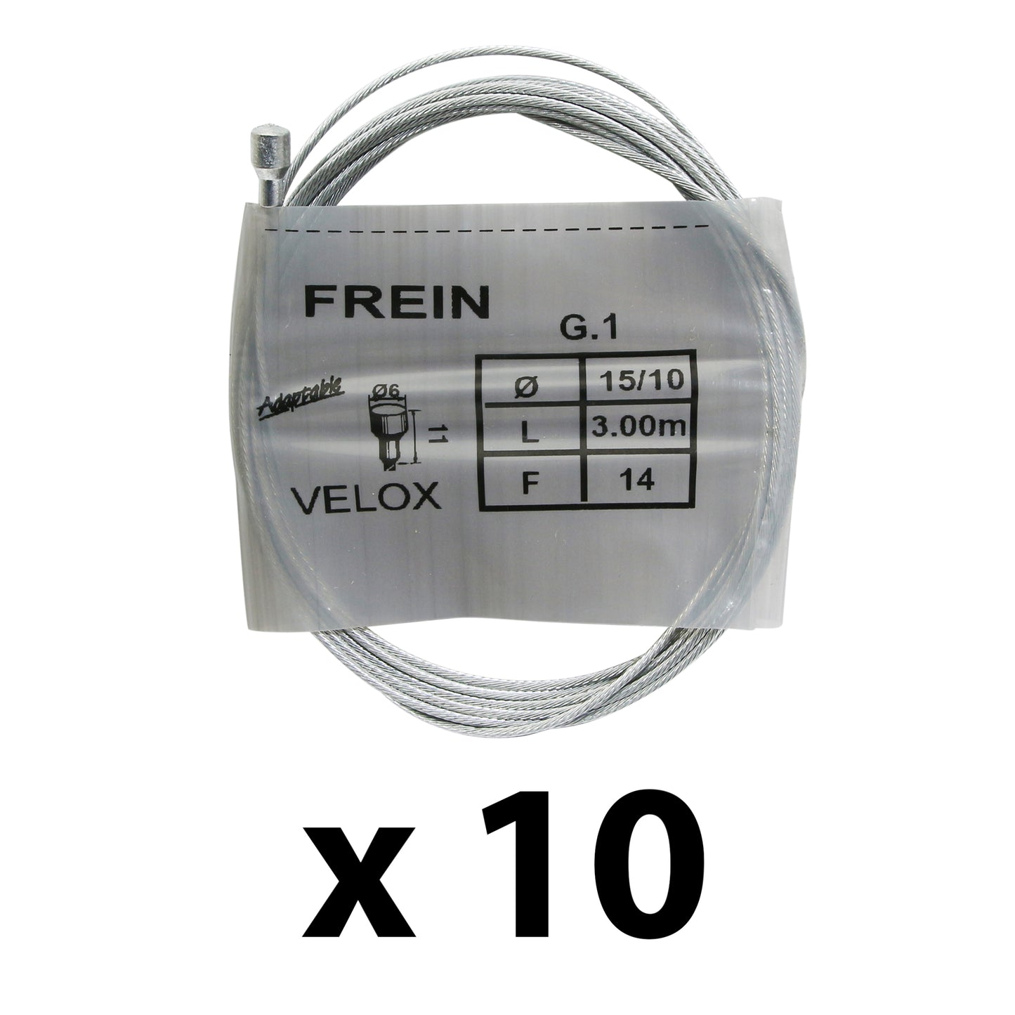 Velox road-city brake cable galvanized 3.00m (box of 10 cables) 15-10 14 wires