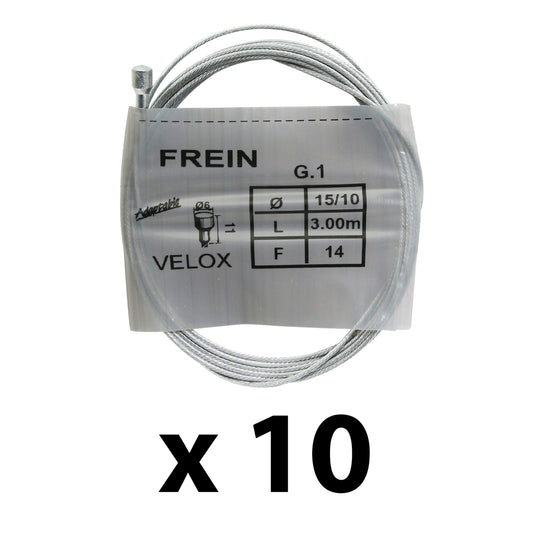 Câble de frein route-city Velox galva 3.00m (boite de 10 câbles) 15-10 14fils