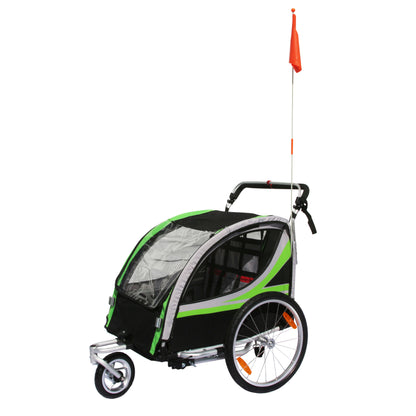 Remorque vélo enfant-poussette PCP alu verte 36 kg