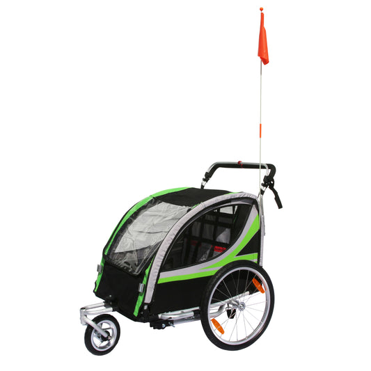 PCP Green Aluminum Child Bike Trailer-Stroller 36 kg