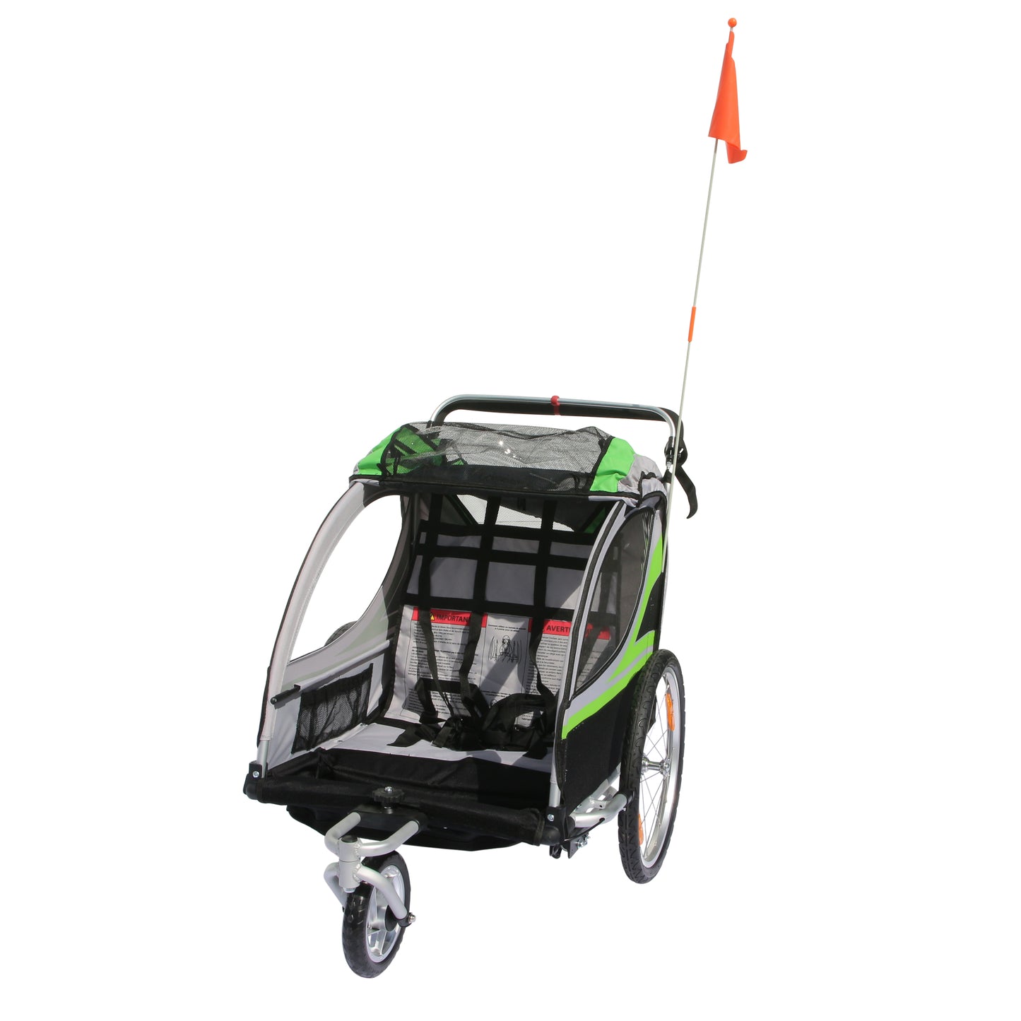 Remorque vélo enfant-poussette PCP alu verte 36 kg