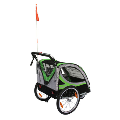 Remorque vélo enfant-poussette PCP alu verte 36 kg