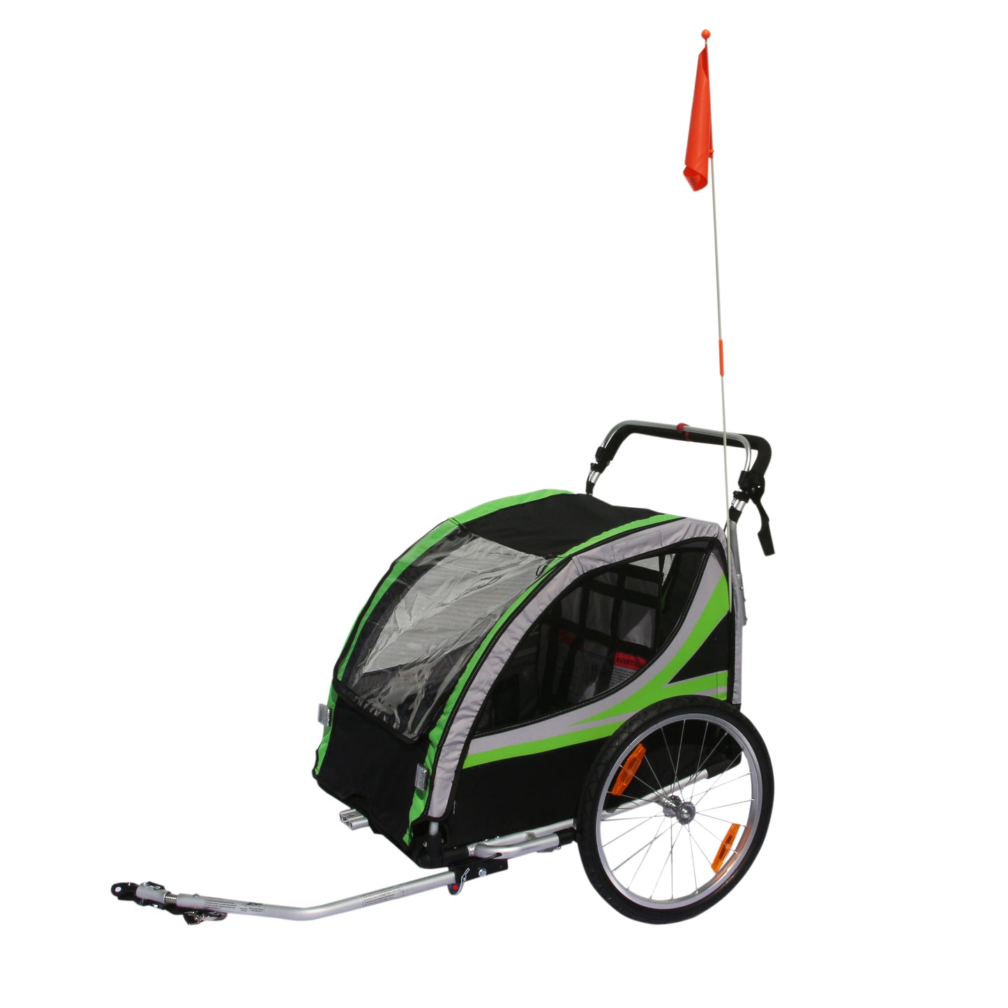 Remorque vélo enfant-poussette PCP alu verte 36 kg