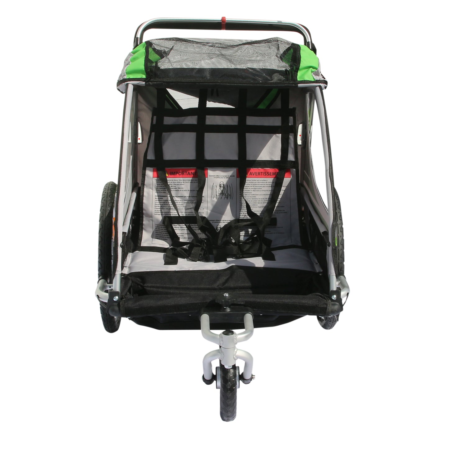 Remorque vélo enfant-poussette PCP alu verte 36 kg