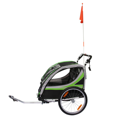 Remorque vélo enfant-poussette PCP alu verte 36 kg
