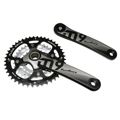 Sunrace MS954 MTB Crankset, black aluminum, 175mm, 44x32x22, integrated axle
