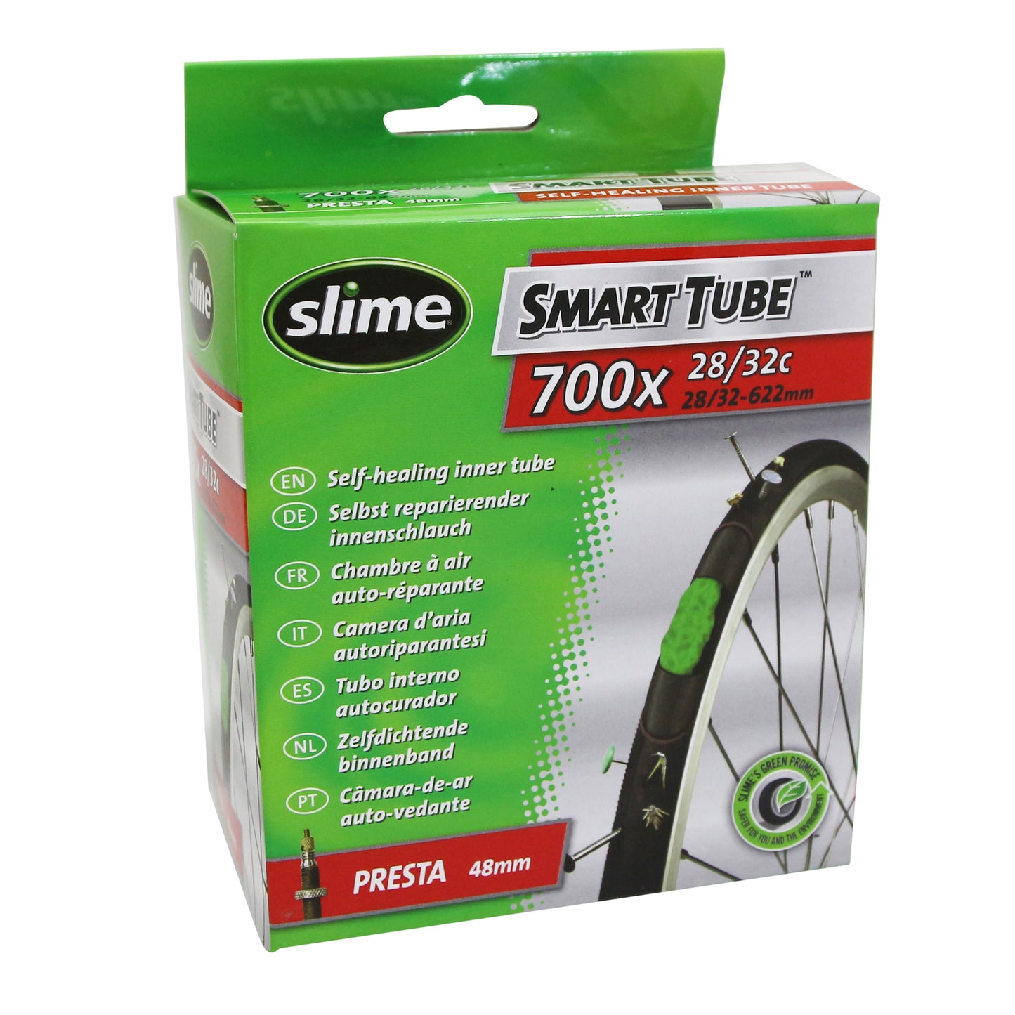 Bicycle inner tube 700 x 28-32 Slime presta valve removable core with puncture sealant