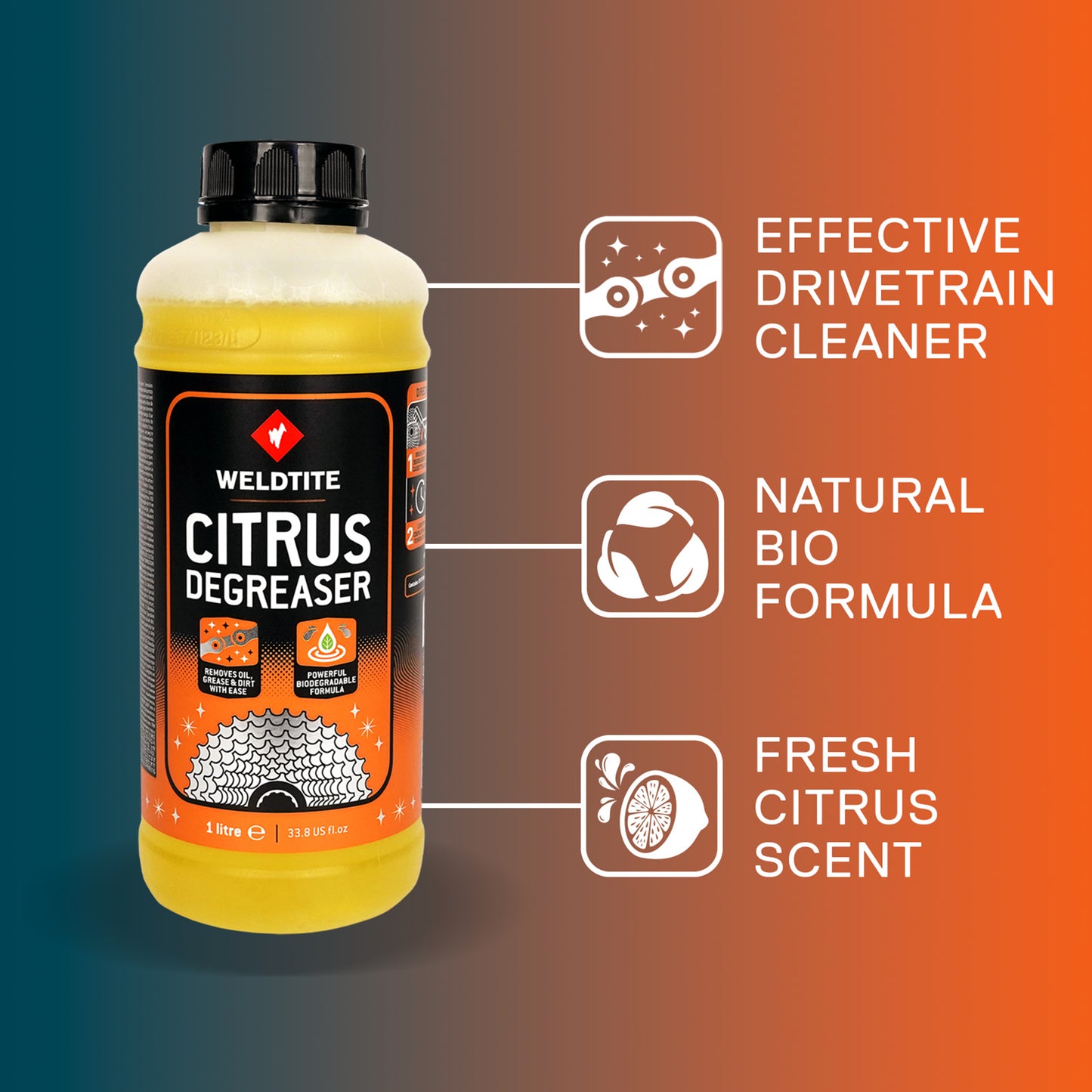 Weldtite Dirtwash Citrus Degreaser for Drivetrain (1L bottle)