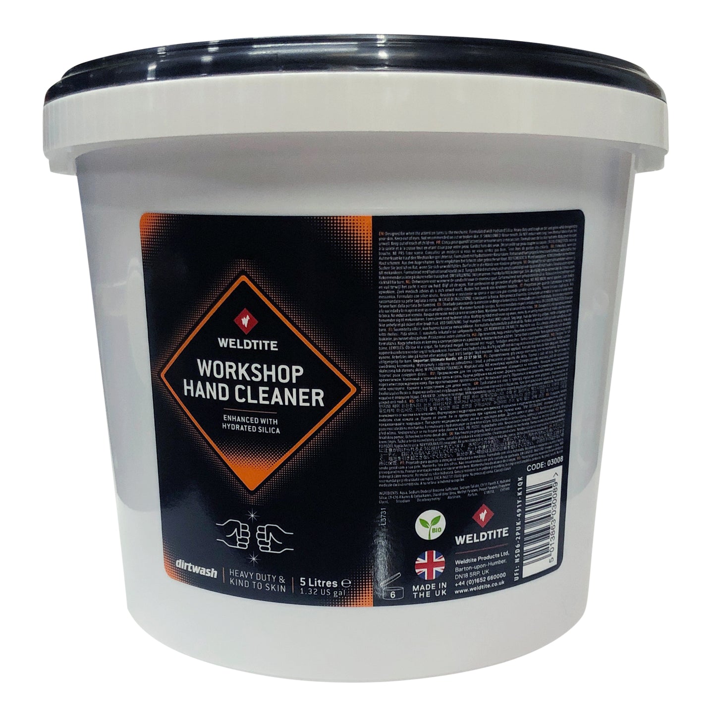 Savon/nettoyant mains Weldtite dirtwash gel (bidon 5l)