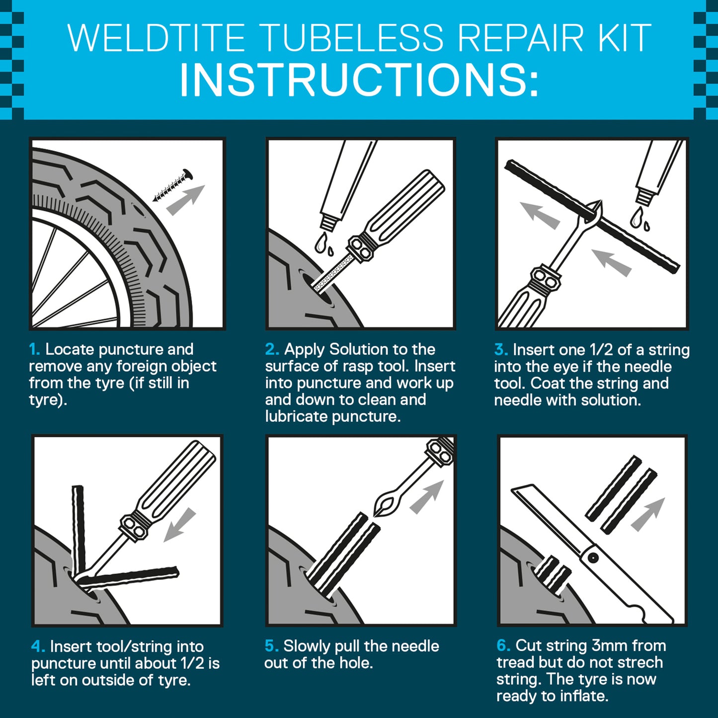 Weldtite Tubeless MTB Repair Kit External Plugs