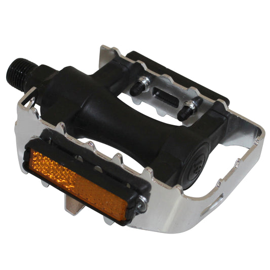 PCP Black Resin MTB Pedal Silver Aluminum Cage 9/16