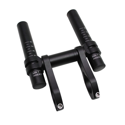 Time Trial Handlebar Extension 31.8-25.8 Matte Black Aluminum Mini-Sub8 Style 280g (pair)