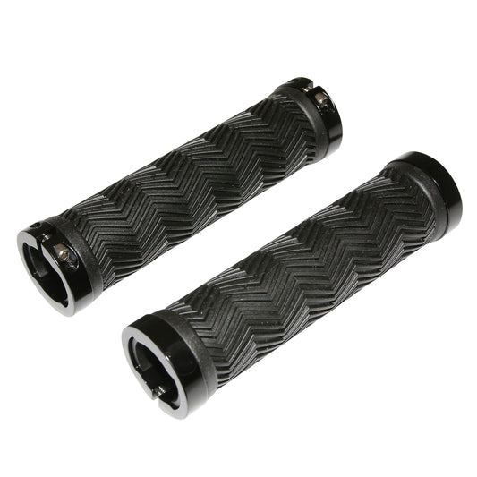 Poignées City VTT Newton chevrons noir 130mm double collier