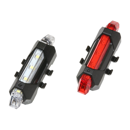 USB bike light kit lens on handlebar-seat post 5 LEDs 2 functions black PCP