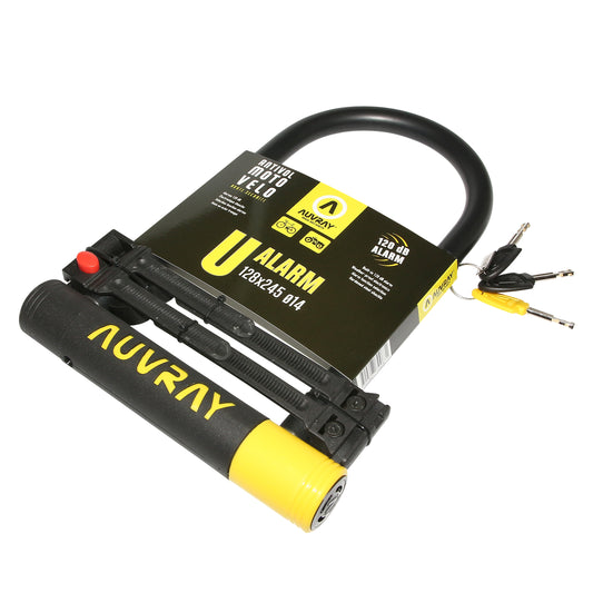Auvray alarm U-lock 128 x 245 grey diam 14 mm with key and audible alarm security level 7-10 - fub 1-star approved