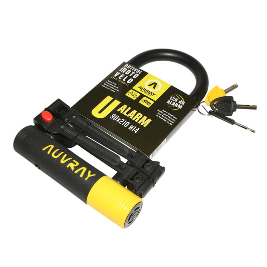 Auvray alarm U-lock 90 x 210 black 14 mm diameter with key and audible alarm security level 7-10 - FUB 1-star approved