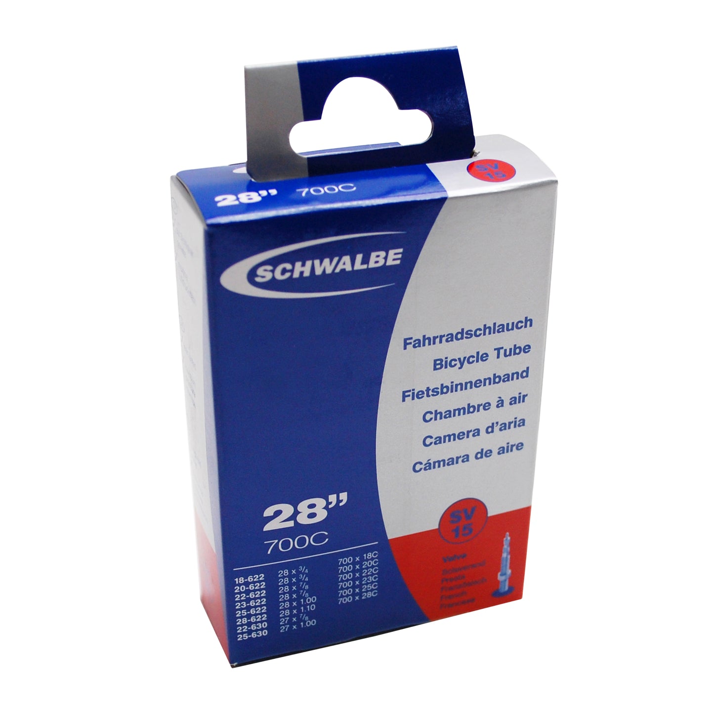 Chambre à air vélo 700 x 18-25 Schwalbe valve presta obus démontable tout alu (sv15)