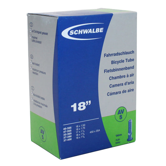 Chambre à air vélo 450 x 35a - 18" Schwalbe valve standard tout alu (40-355 à 37-400) (av5)