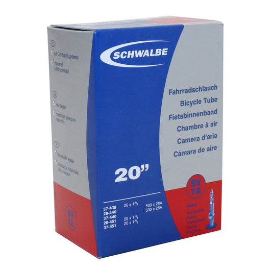 Chambre à air vélo 500 x 28a - 20 x 1 3-8 Schwalbe valve presta tout alu (37-438 à 37-451) (sv7a)