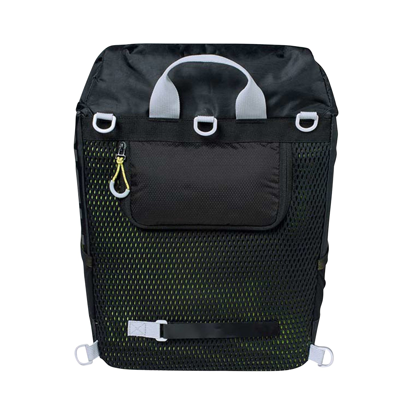 Sacoche arrière sac à dos vélo latérale Basil miles daypack droit-gauche système fixation hook-on waterproof 17l noir liseret jaune fluo 31x17x44cm