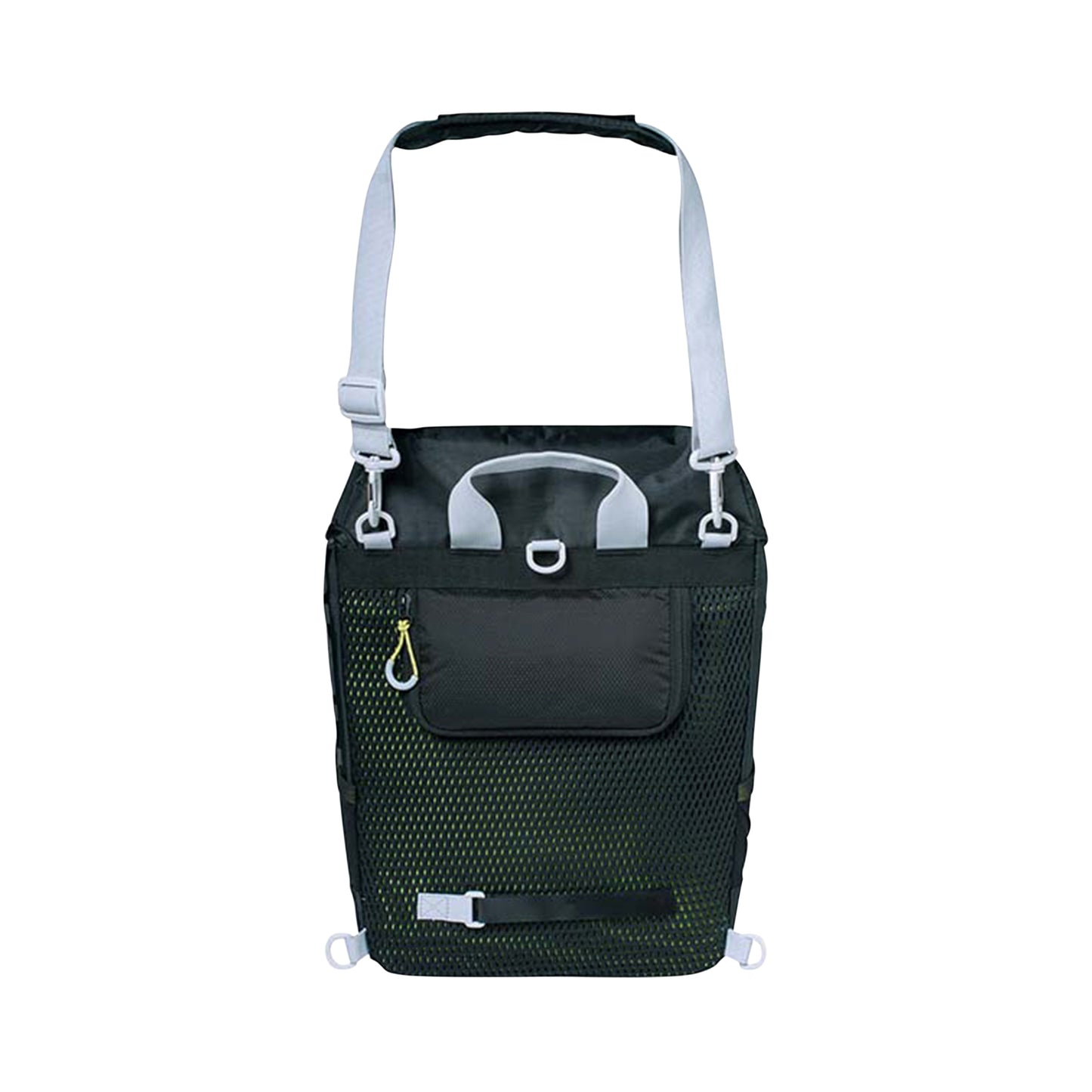 Sacoche arrière sac à dos vélo latérale Basil miles daypack droit-gauche système fixation hook-on waterproof 17l noir liseret jaune fluo 31x17x44cm
