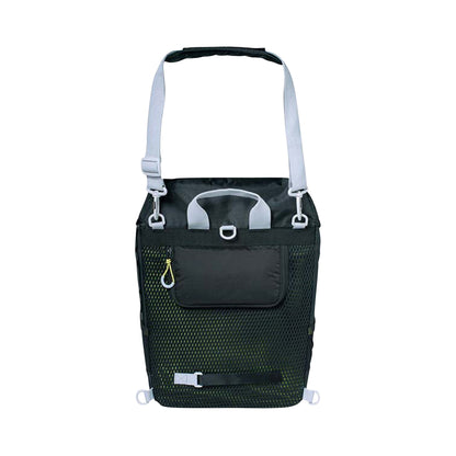 Sacoche arrière sac à dos vélo latérale Basil miles daypack droit-gauche système fixation hook-on waterproof 17l noir liseret jaune fluo 31x17x44cm