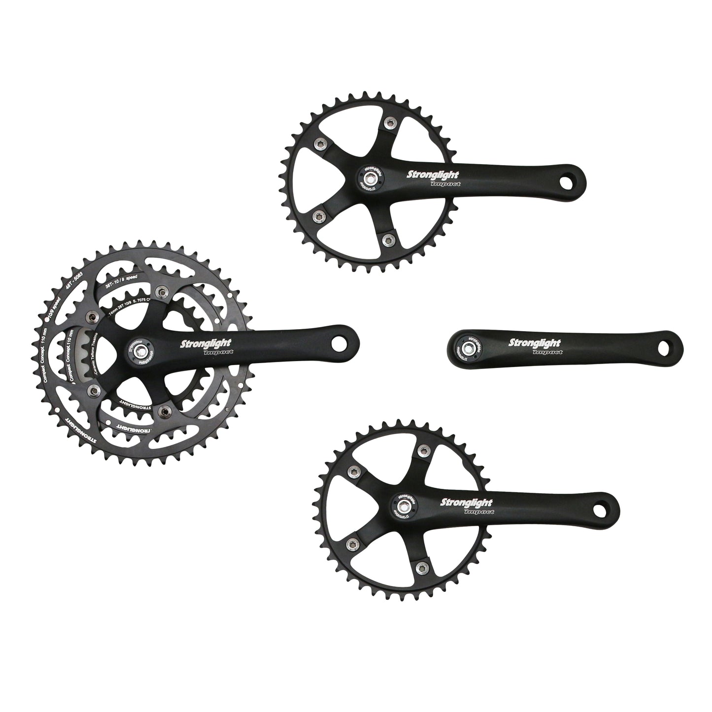 Pédalier route Stronglight Impact tandem noir 170 48x38x28