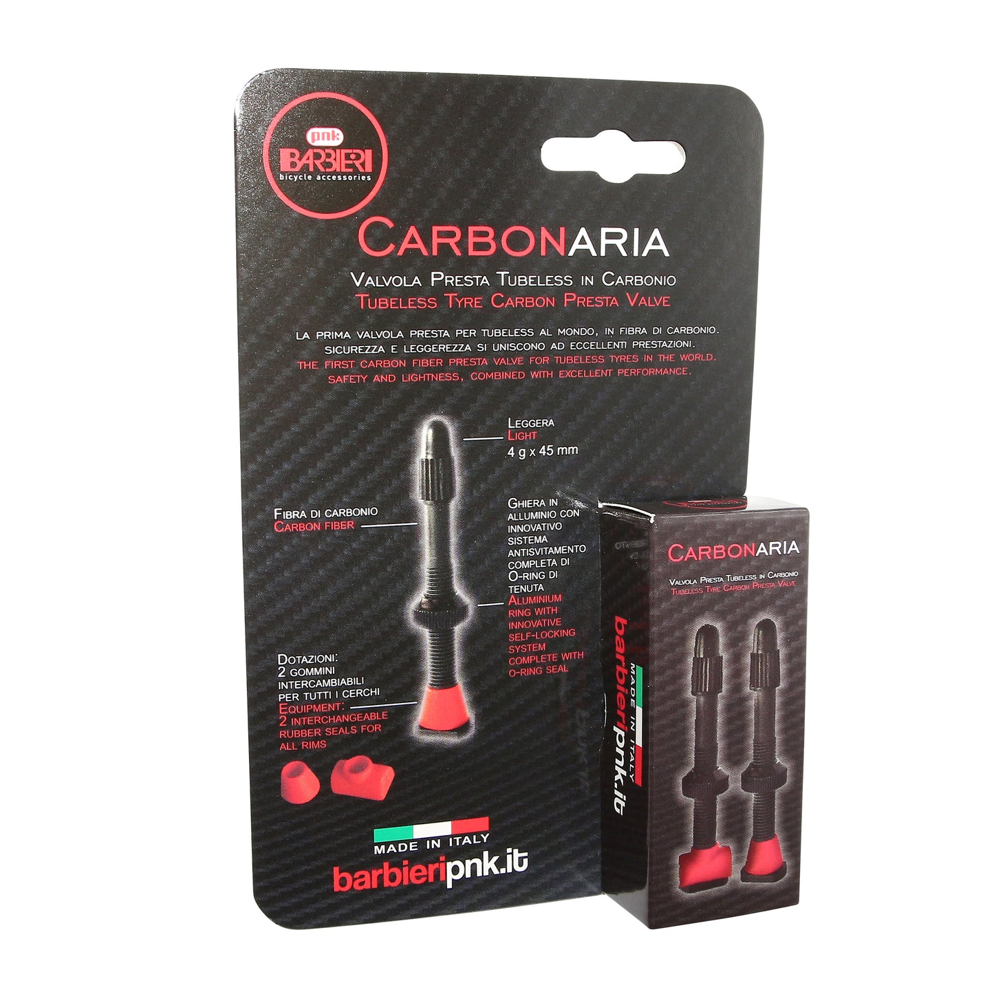 Valve tubeless Presta PCP carbone 45 mm